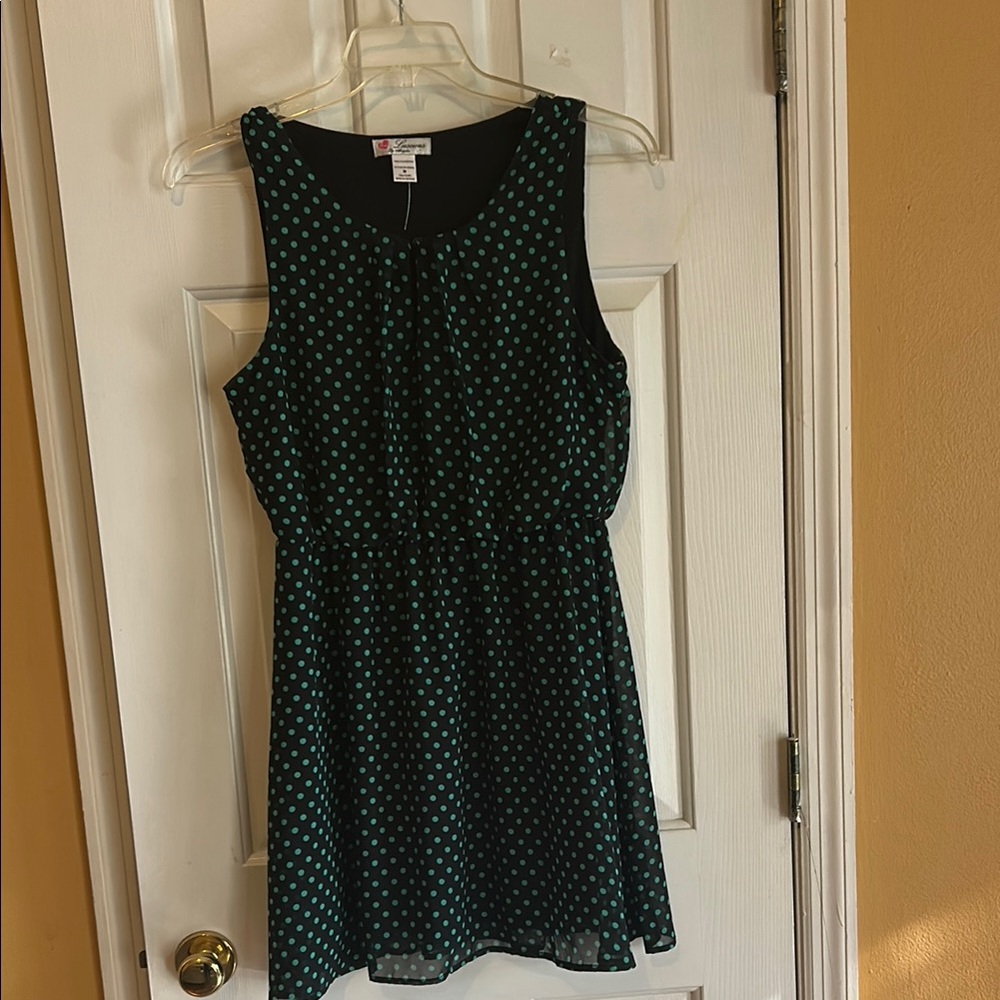 Charming Black and Green Polka Dot Dress